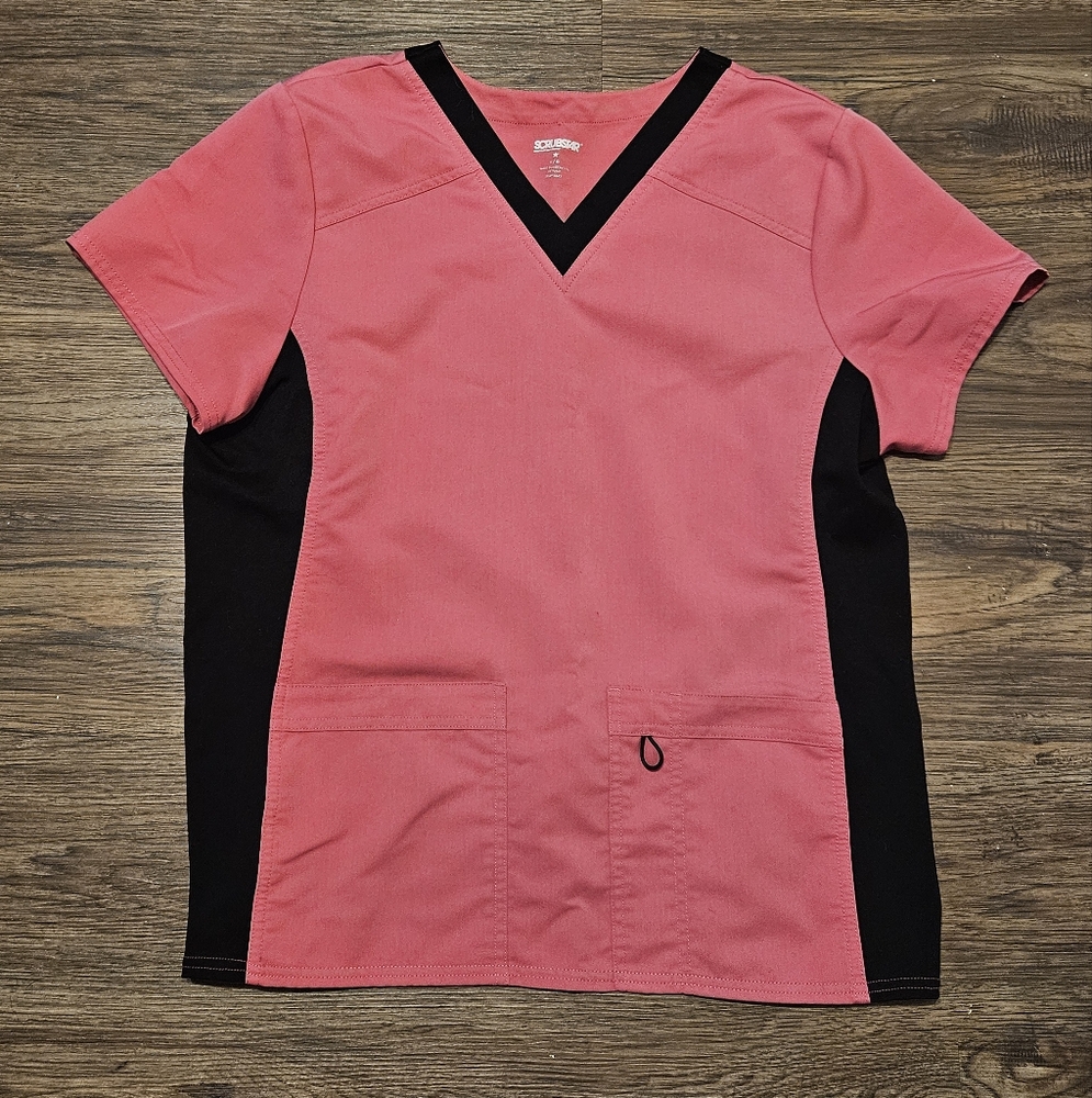 Scrubstar Pink and Black Women's Top